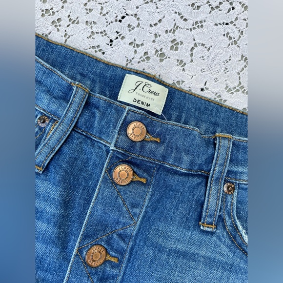 NWT J. Crew Button Fly Denim Classic A Line Mini Skirt sz 30 - Picture 2 of 5